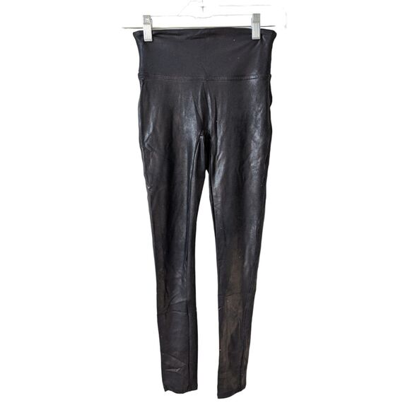 Spanx Size Small Faux Leather Leggings Pants Black High Rise Pull On Stretch - Picture 1 of 12